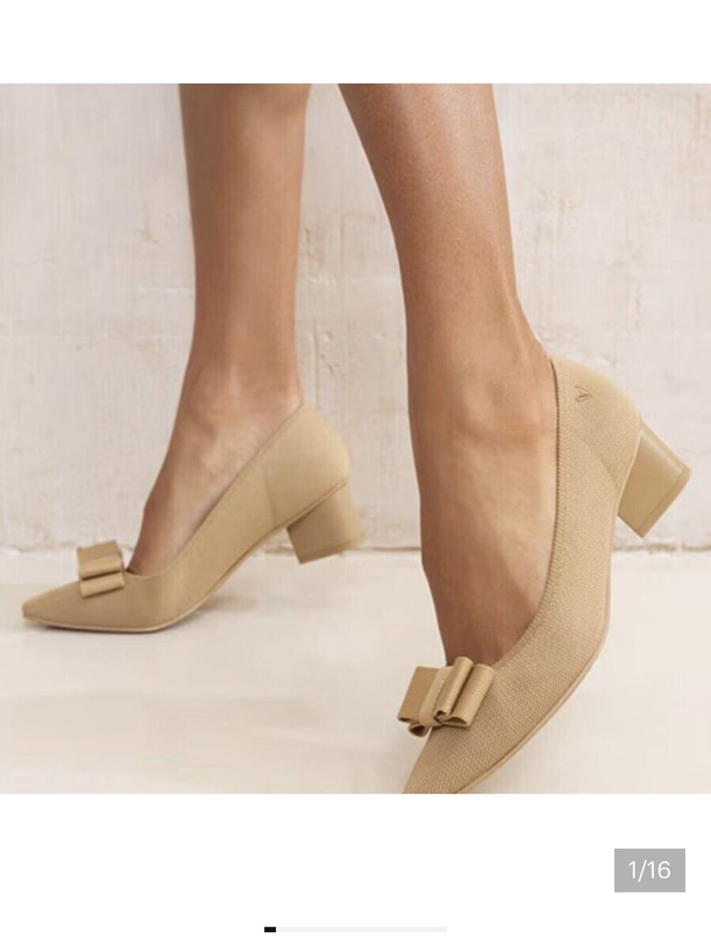 Vivaia Titli Tan Knit Pointed Toe Bow Heels 41 9.5